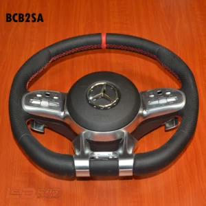 طارة AMG Leather خياطة حمراء قلب سيلفر