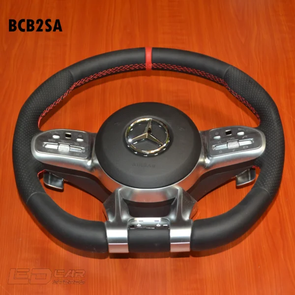 طارة AMG Leather خياطة حمراء قلب سيلفر