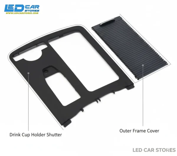 غطاء كونسول مرسيدس W204 W207 W212 ومصراع حامل أكواب (أسود)